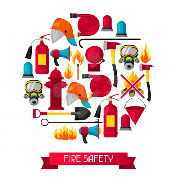 Background with firefighting items. Fire protection equipment.