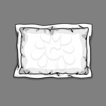 Bed pillow template isolated on gray background. Sketch illustration.