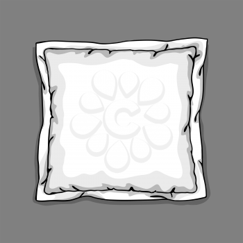 Bed pillow template isolated on gray background. Sketch illustration.