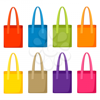 Colored bags templates. Set of promotional gifts and souvenirs.