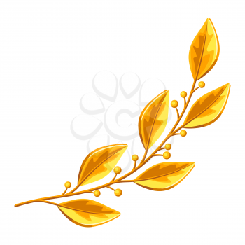 Realistic gold laurel branch. Decorative element for design.