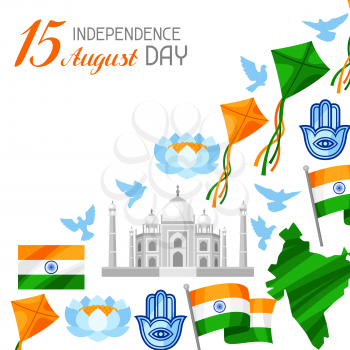India Independence Day greeting card. Celebration 15 th of August.