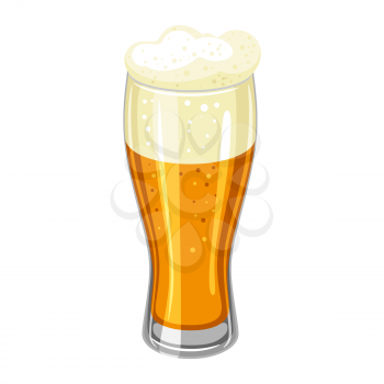 Glass with light beer and froth. Illustration for Oktoberfest.