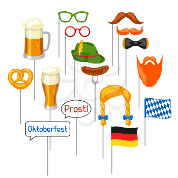 Set of Oktoberfest photo booth props. Accessories for festival and party.