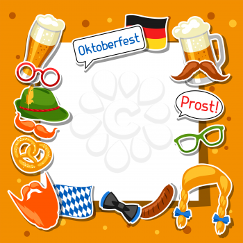 Oktoberfest frame with photo booth stickers. Design for festival and party.
