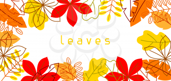 Banner with stylized autumn foliage. Falling leaves in simple style.