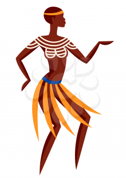 Illustration of Australian aborigine woman dancing in national costume