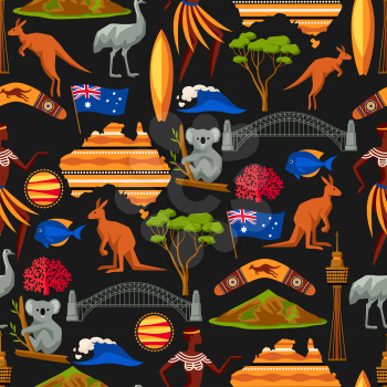 Australia seamless pattern. Australian traditional symbols and objects.