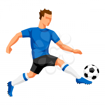 Soccer player with ball. Sports football illustration.