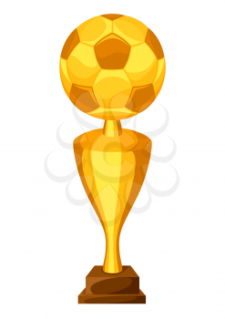 Illustration of award with soccer ball on white background.