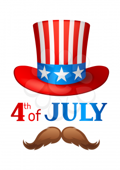 Independence Day patriotic illustration. American cowboy hat with stars and stripes.