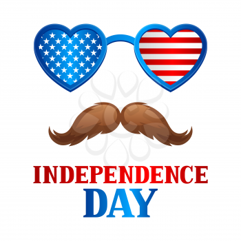 Independence Day patriotic illustration. American flag glasses with stars and stripes.