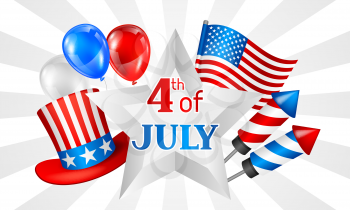 Fourth of July Independence Day banner. American patriotic illustration.