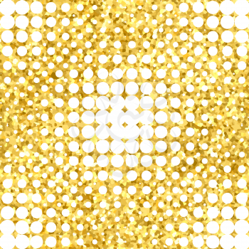 Abstract geometric seamless pattern with gold glitter texture.