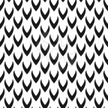Abstract seamless stylized scales pattern. Monochrome black and white texture. Repeating geometric simple graphic background.
