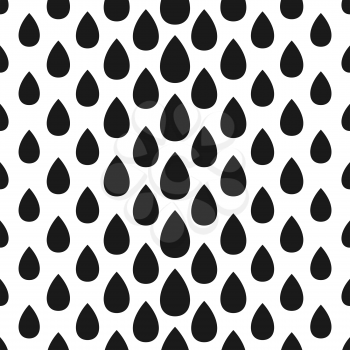 Abstract seamless drop pattern. Monochrome black and white texture. Repeating geometric simple graphic background.