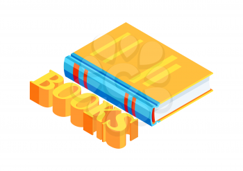 Isometric book icon. Education or bookstore illustration in flat design style.