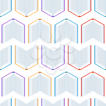 Seamless pattern with isometric books. Education or bookstore background in flat design style.