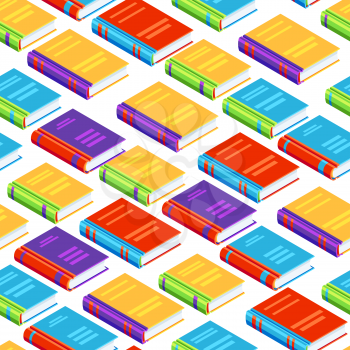 Seamless pattern with isometric books. Education or bookstore background in flat design style.