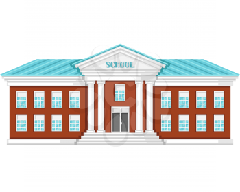 Illustration of school building on white background.