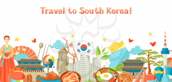 South Korea banner design. Korean traditional symbols and objects.
