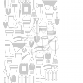 Seamless pattern with garden tools and icons. All for gardening business illustration.