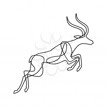 Endless line art illustration of antelope. Continuous black outline drawing on white background.