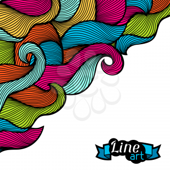 Background with curls and waves. Abstract outline colorful texture.