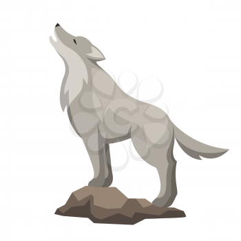 Stylized illustration of wolf. Woodland forest animal on white background.