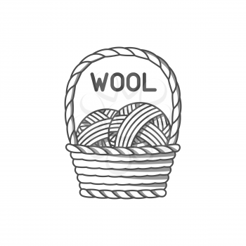 Wool emblem with merino sheep. Label for hand made, knitting or tailor shop.