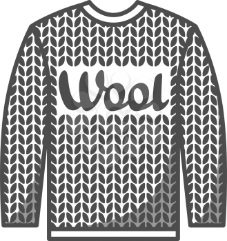 Wool emblem with knitted sweater. Label for hand made, knitting or tailor shop.