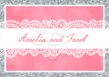 Wedding invitation or greeting card on aquarelle background.