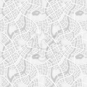 Abstract city map seamless pattern. Illustration of streets, roads and buildings.