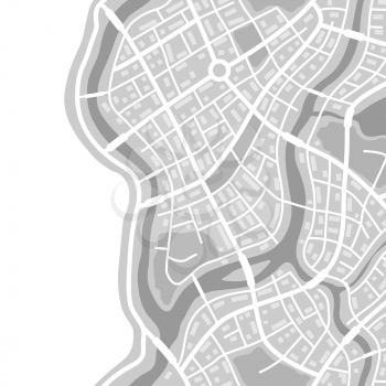 Abstract city map seamless pattern. Illustration of streets, roads and buildings.