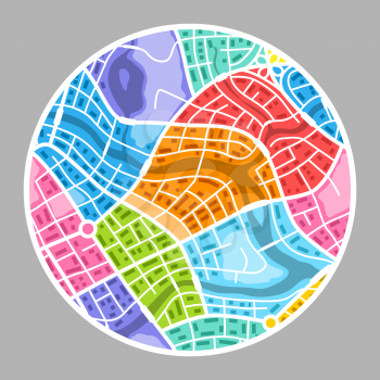 Abstract city map background. Color plan of town districts.