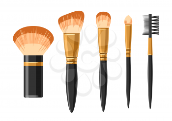 Set of brushes for make up. Illustration of object on white background in flat design style.