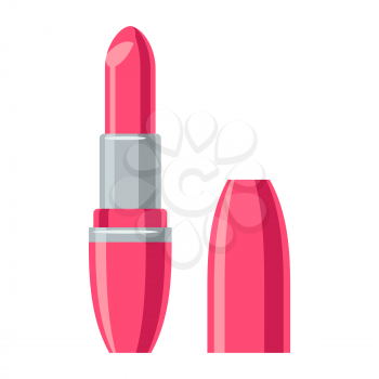 Lipstick for make up. Illustration of object on white background in flat design style.