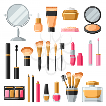 Cosmetics for skincare and makeup. Product set for catalog or advertising.