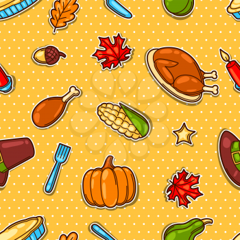 Happy Thanksgiving Day seamless pattern with holiday objects.