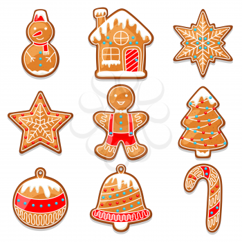 Set of various gingerbreads for Merry Christmas.