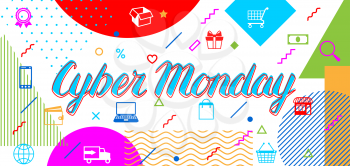 Cyber monday sale banner. Online shopping and marketing advertising concept.