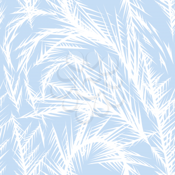 Winter frozen window seamless pattern. Ornament of ice crystals on the glass.