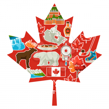 Canada background design. Canadian traditional symbols and attractions.