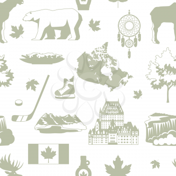 Canada seamless pattern. Canadian traditional symbols and attractions.