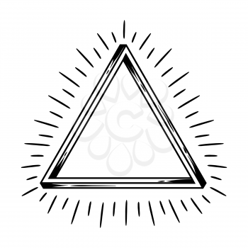 Impossible infinite triangle figure. Sacred pyramid hand drawn illustration.