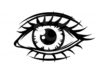 Hand-drawn beautiful female eye. All seeing eye symbol.
