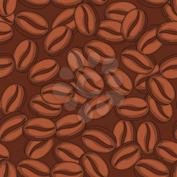 Seamless pattern with coffee beans. Delicious flavored drink.