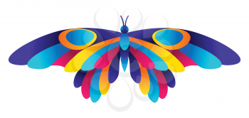 Colorful butterfly. Bright abstract insect on white background.