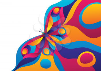 Background design with butterfly. Colorful bright abstract insect.