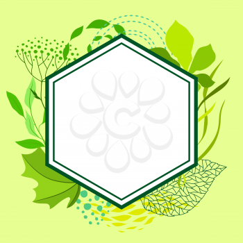 Frame of stylized green leaves for greeting cards. Nature illustration.